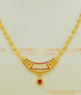 NLC533 - Elegant First Quality American Diamond Party Were Simple Necklace Design Buy Online