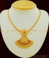 NLC534 - Latest Lakshmi Design Ruby Stone Marriage Bridal Gold Necklace Design Online