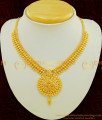 NLC537 - Gold Design Simple Net Pattern Dollar Mullamuttu Necklace Design for Women