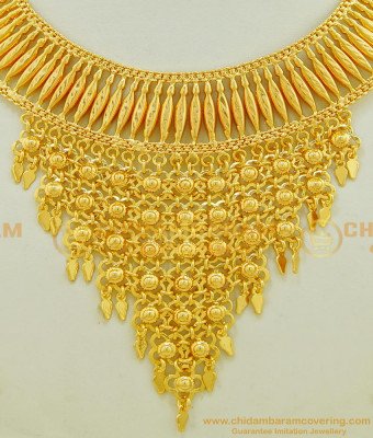 NLC540 - Kerala Gold Inspired Choker Elakkathali Gold Necklace Buy Kerala Jewellery Online