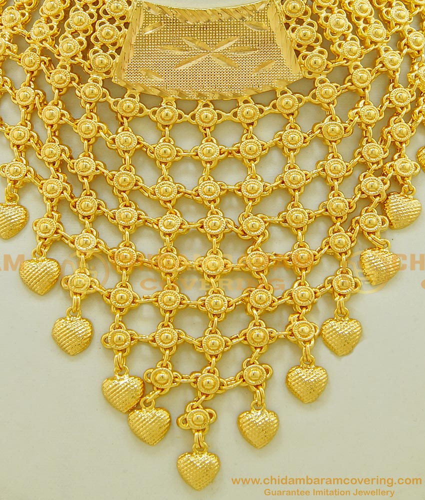 NLC541 - Latest Bridal Wear Real Gold Design Kerala Choker Necklace Wedding Jewelry Online