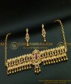 NLC543 - Party Wear Sparkling White and Ruby Stone Peacock Design Modern Choker Necklace Set for Lehenga 