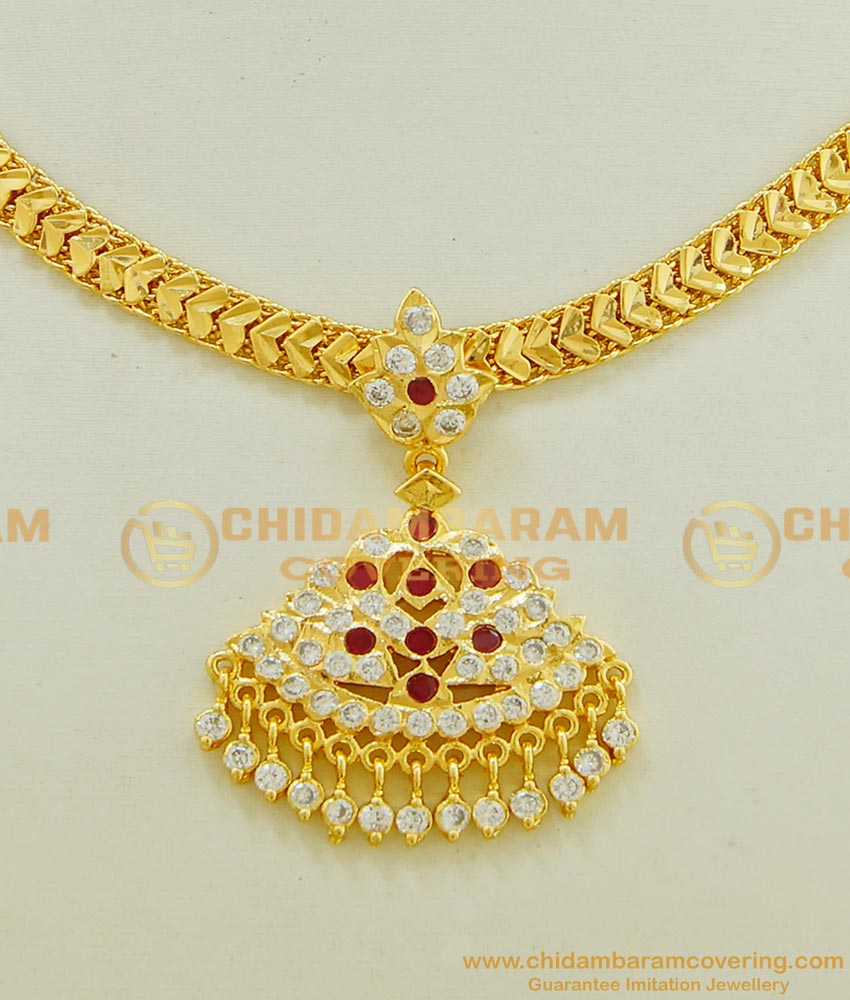 NLC544 - Classic Gold Attigai Designs Impon Necklace South Indian Imitation Jewellery Collections 