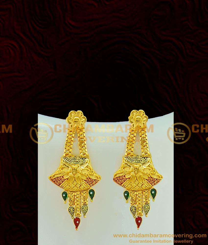 NLC554 - One Gram Gold Gold Forming Light Weight Gold Design Short Necklace Set Online