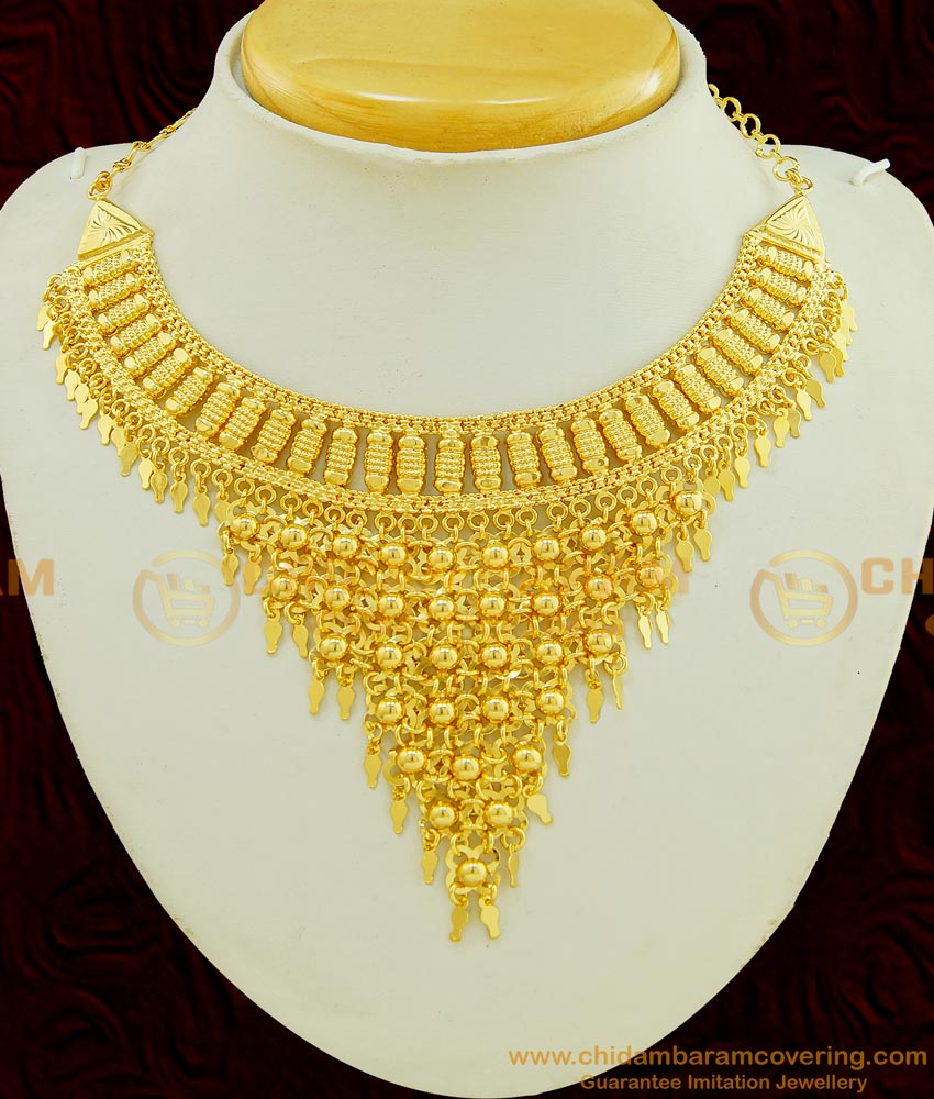 NLC561 - Gold Inspired Elakkathali Gold Choker Necklace Buy Kerala Jewellery Online