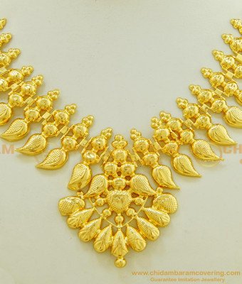 NLC562 - Kerala Jewellery Gold Inspired Light Weight Mango Necklace Bridal Wear Necklace