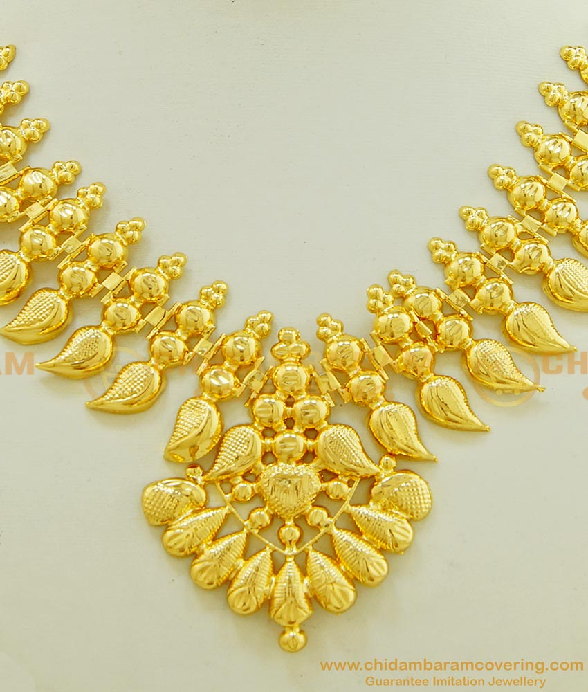 NLC562 - Kerala Jewellery Gold Inspired Light Weight Mango Necklace Bridal Wear Necklace