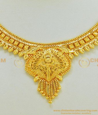 NLC564 - One Gram Gold Plated Gold Design Plain Necklace for Wedding 