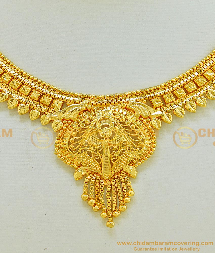 NLC564 - One Gram Gold Plated Gold Design Plain Necklace for Wedding 