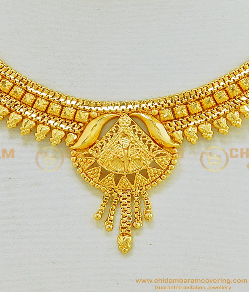 NLC565 - Traditional Simple Design Medium Size Necklace Design Online Shopping
