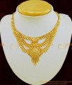 NLC567 - Grand Gold Look Bridal Wear Three Layer Flower Design Necklace Best Price