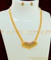 NLC570 - Simple Ruby Emerald Stone Party Wear Necklace Gold Plated Necklace Set Online
