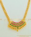 NLC570 - Simple Ruby Emerald Stone Party Wear Necklace Gold Plated Necklace Set Online