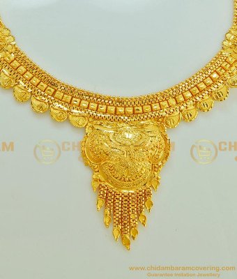 NLC573 - Indian Jewellery One Gram Gold Forming Necklace with Earring Imitation Jewellery