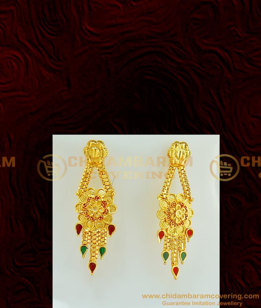 NLC574 - Enamel Gold Necklace Design and Earring Combo Set 1 Gram Gold Forming Jewellery