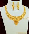 NLC575 - First Quality Enamel Forming Gold Necklace with Earring Combo Set for Wedding