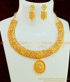 NLC576 - Elegant Pure Gold Plated Gold Design Heavy Party Wear Unique Necklace Set Design Online