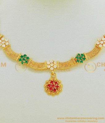 NLC577 - Elegant One Gram Micro Gold Plated Cz Stone Party Were Necklace Design Online