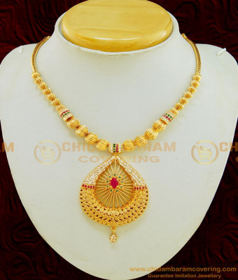 NLC581 - Trendy One Gram Gold Modern Party Wear High Quality AD Stone Designer Necklace for Women