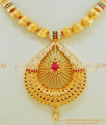 NLC581 - Trendy One Gram Gold Modern Party Wear High Quality AD Stone Designer Necklace for Women