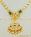 NLC584 - New Collection Impon Multi Stone Lakshmi Pendant with Pearl Chain Attigai Necklace for Women 