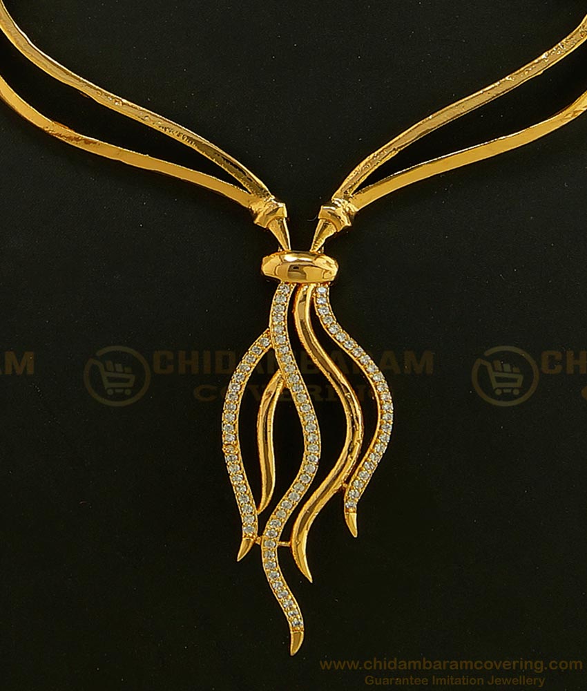 NLC585 - Chidambaram Covering Unique Pattern Diamond Necklace Design for Girls  