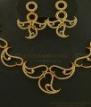 NLC587 - Elegant Leaf Design White Stone Never Fade Party Wear Necklace with Earring Online