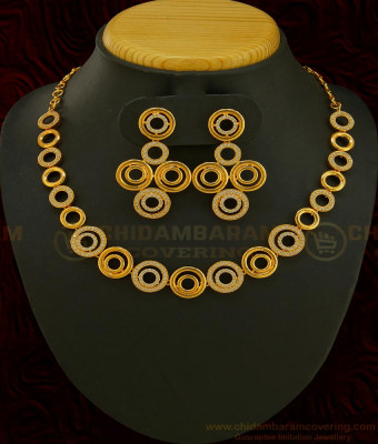 NLC589 - Charming Party Wear Modern Artificial Diamond Necklace Set Best Gift for Girls 