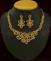 NLC590 - Grand Look Never Fade Yellow Gold Tone Party Wear Necklace Set Fashion Jewellery Online