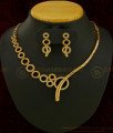 NLC591 - Semi Precious Women Fashion Jewellery Never Fade Yellow Gold Party Wear Necklace with earrings set  