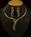 NLC592 - Beautiful Rose Gold Necklace Pattern with Earring Western Wear High Quality Fashion Jewelry Online