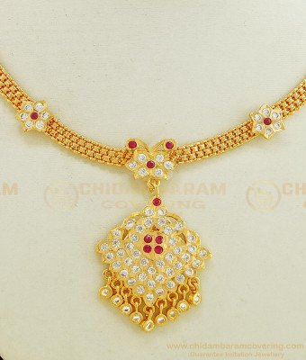 NLC602 - Latest Collection Impon Attigai Gold Necklace Design Getti Metal Attigai Online