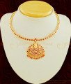 NLC606 - Beautiful Look Gold Design Full Ruby Stone Lakshmi Dollar Single Line Attigai Necklace 