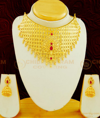 NLC610 - First Quality Real Gold Choker Necklace Design Gold Forming Choker Necklace for Marriage