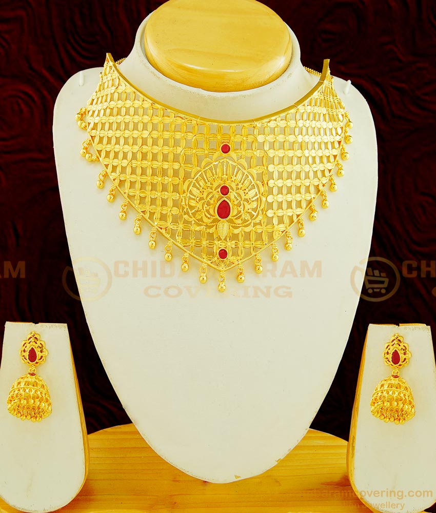 NLC610 - First Quality Real Gold Choker Necklace Design Gold Forming Choker Necklace for Marriage