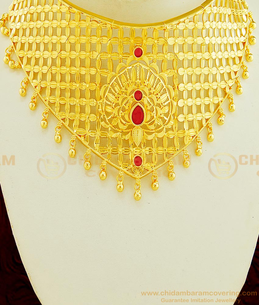 NLC610 - First Quality Real Gold Choker Necklace Design Gold Forming Choker Necklace for Marriage