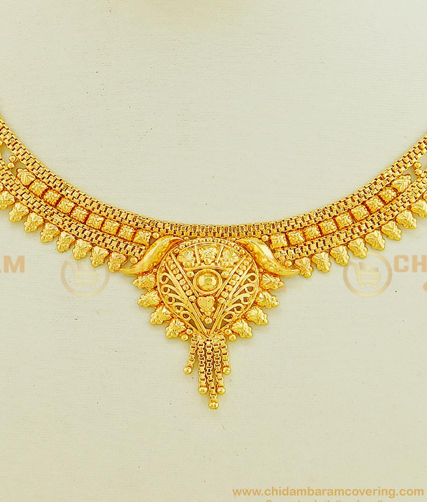 NLC612 - 1 Gram Gold Simple Gold Design Necklace Design Online Shopping