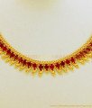 NLC617 - Elegant Party Wear Single Line Ruby Stone Necklace Gold Plated Necklace for Women