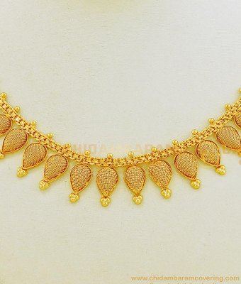 NLC619 - Kerala Jewellery One Gram Gold Plated Net Design Plain Necklace Online