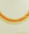 NLC621 - Latest Collection 1 Gram Gold Ruby Stone Original Pearl Necklace for Lehenga 