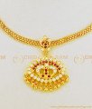 NLC622 - Five Metal Panchaloham White and Ruby Stone Attigai Necklace One Gram Gold Impon Attigai 