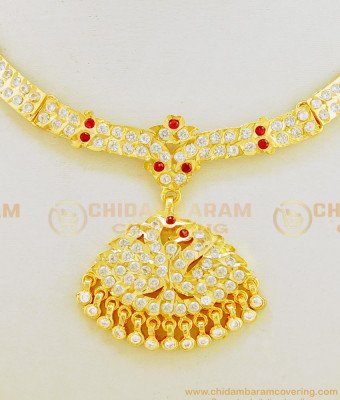 NLC627 - First Quality Getti Metal Gold Attigai Full Stone Swan Design Impon Attigai Necklace 