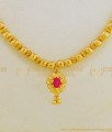 NLC629 - 1 Gram Gold Simple Full Golden Beads with Stone Pendant Short Necklace Buy Online