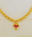 NLC630 - Gold Plated Office Wear Leaf Design Stone Pendant Gold Balls Short Necklace for Women