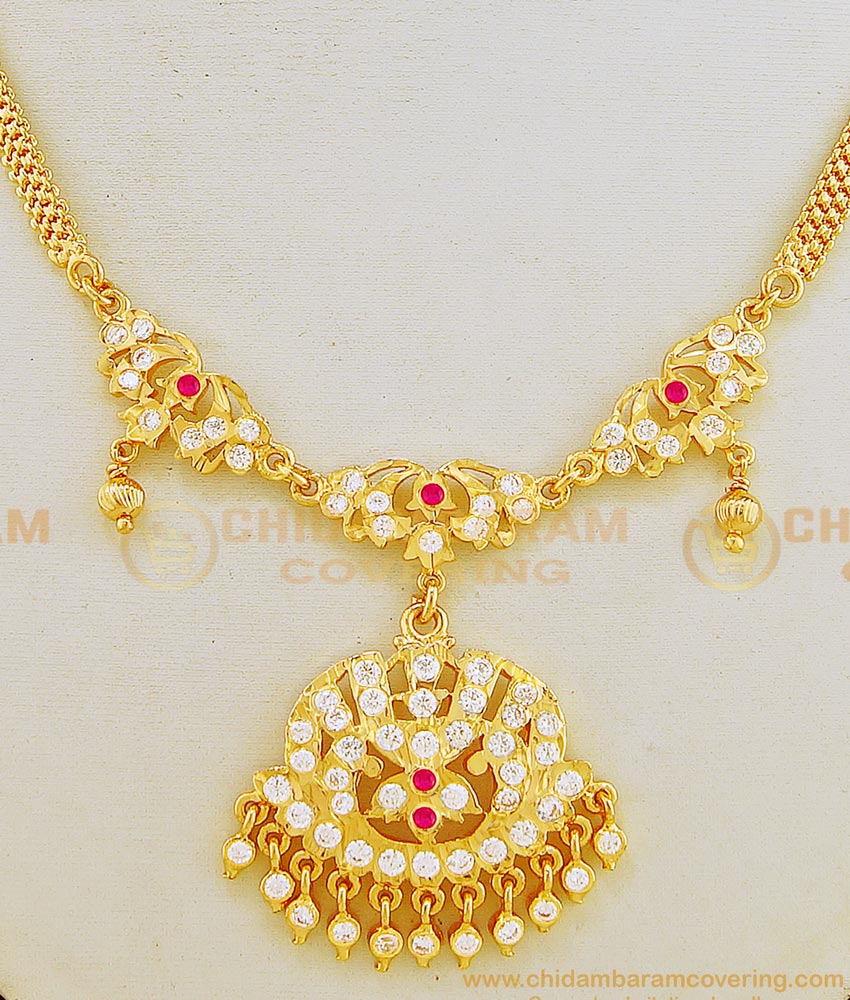 NLC631 - Five Metal Impon Attigai Necklace Design Traditional Indian Fashion Jewelry Online