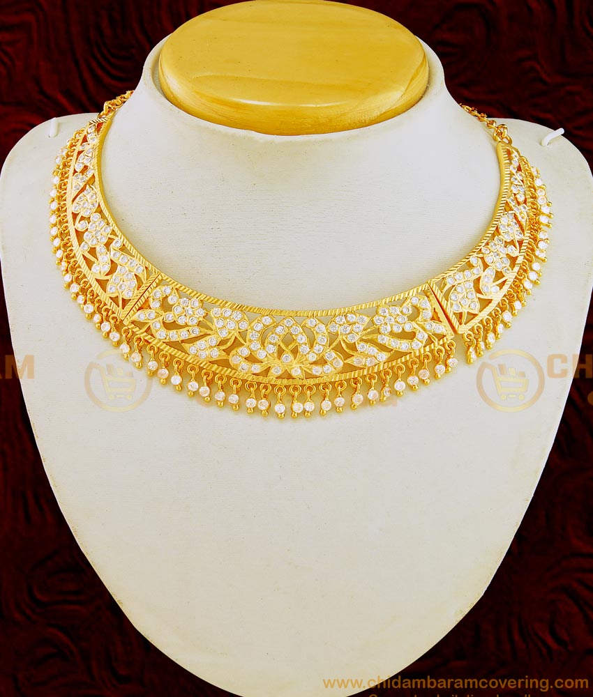 NLC635 - Bridal Wear First Quality Impon Stone Bridal Choker Necklace Collections Buy Online