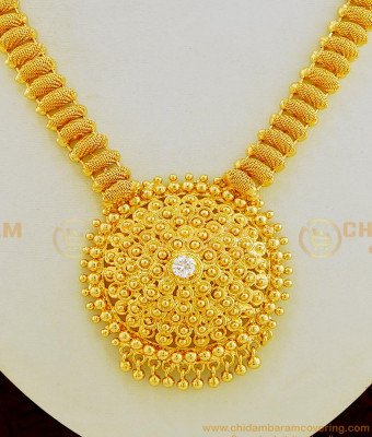 NLC642 - Real Gold Design One Gram Gold Stone Necklace Indian Imitation Bridal Wedding Jewelry