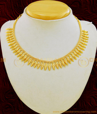 NLC648 - Kerala Necklace Latest Simple Gold Plated MullaPoo Necklace Design for Women