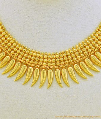 NLC651 - Beautiful Kerala Jewellery Real Gold Design Golden Beads Mango Necklace for Bride