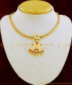 NLC653 - Impon Five Metal White and Ruby Stone Gold Plated Attigai Necklace for Women 